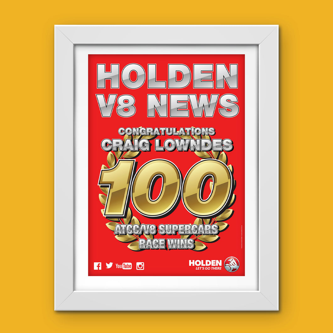 Holden V8 News - Craig Lowndes 100 Wins Limited Edition Poster